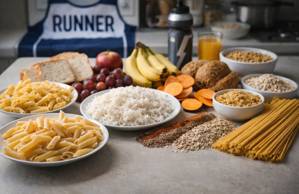 Kohlenhydratreiche Lebensmittel zur gezielten Ernährung und Carb-Loading in der Wettkampfvorbereitung von Läufern.