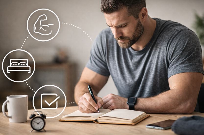 Selbstoptimierung für Männer – ruhige Arbeit an Routinen im strukturierten Alltag