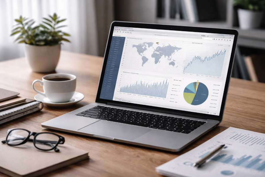 ETF einfach erklärt – Laptop mit Finanzcharts zur Veranschaulichung der Funktionsweise von ETFs