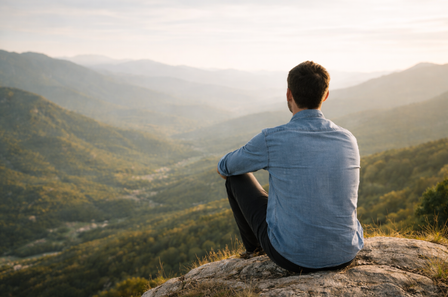 Investieren verstehen – langfristige Perspektive beim Investieren in einer weiten grünen Landschaft