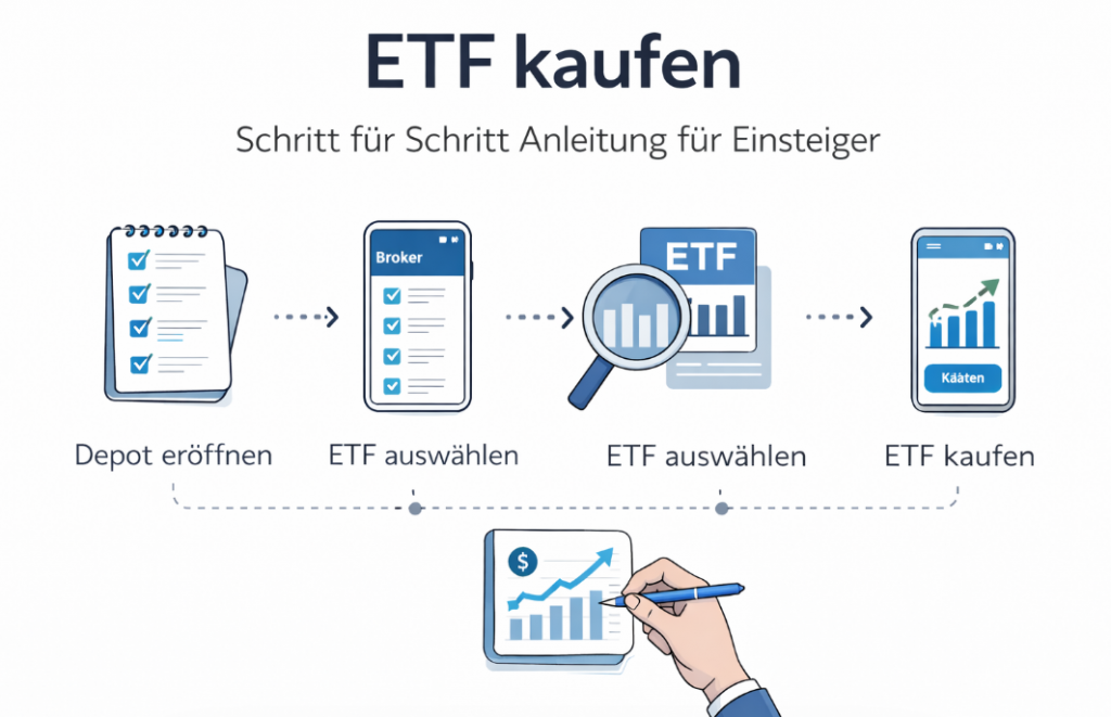 ETF kaufen – Schritt für Schritt Anleitung für Einsteiger mit Depot eröffnen, ETF auswählen und langfristig investieren