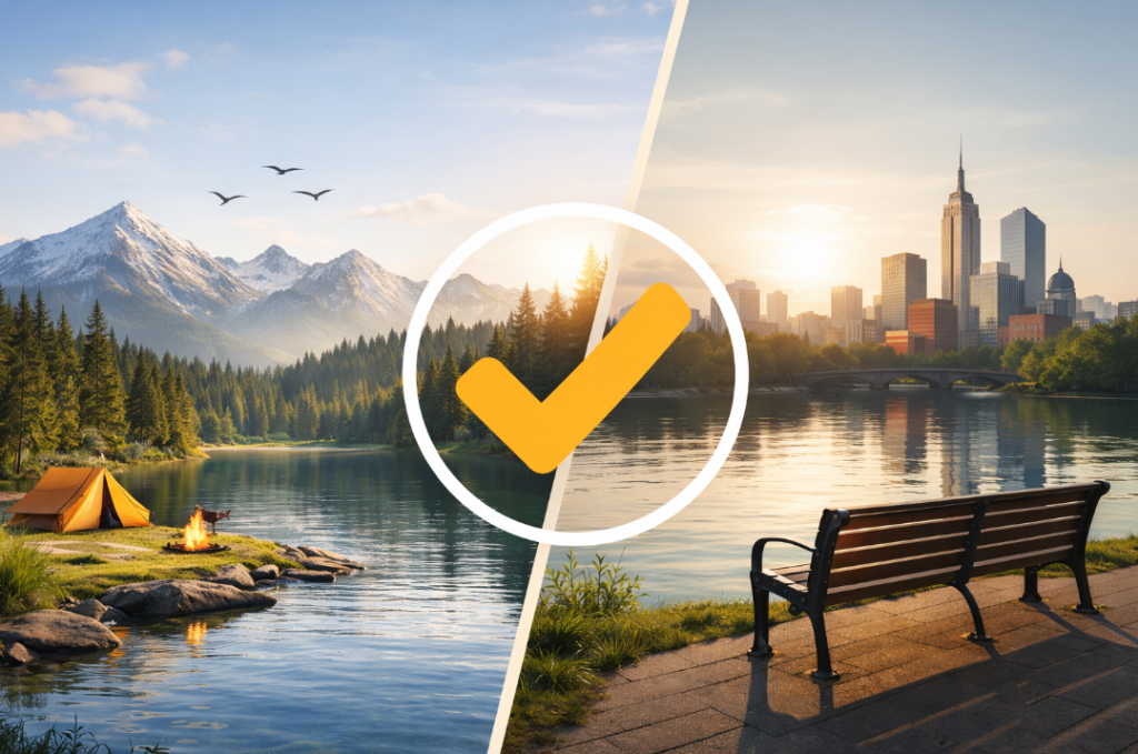 Städtereise oder Natur – unterschiedliche Formen der Erholung im direkten Vergleich zwischen Stadturlaub und Natururlaub